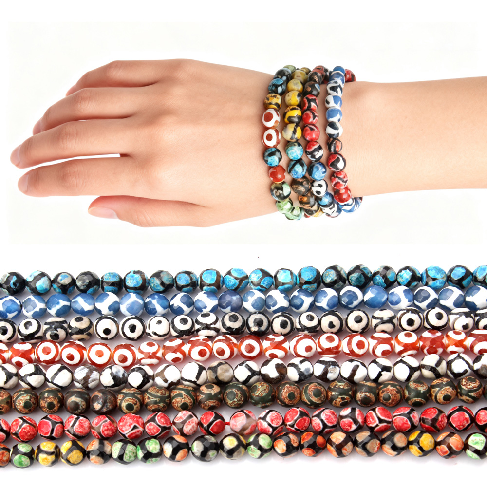 Jewelry Making With Stones - 8MM/String Natural Stone Faceted Agates Round