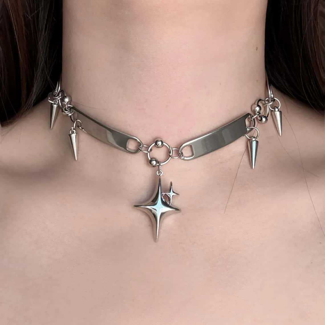 Jewelry Making Rings - Punk Star Riveted Choker,Rock Jewelry,Y2k Accessory,Hippie,Goth,Design