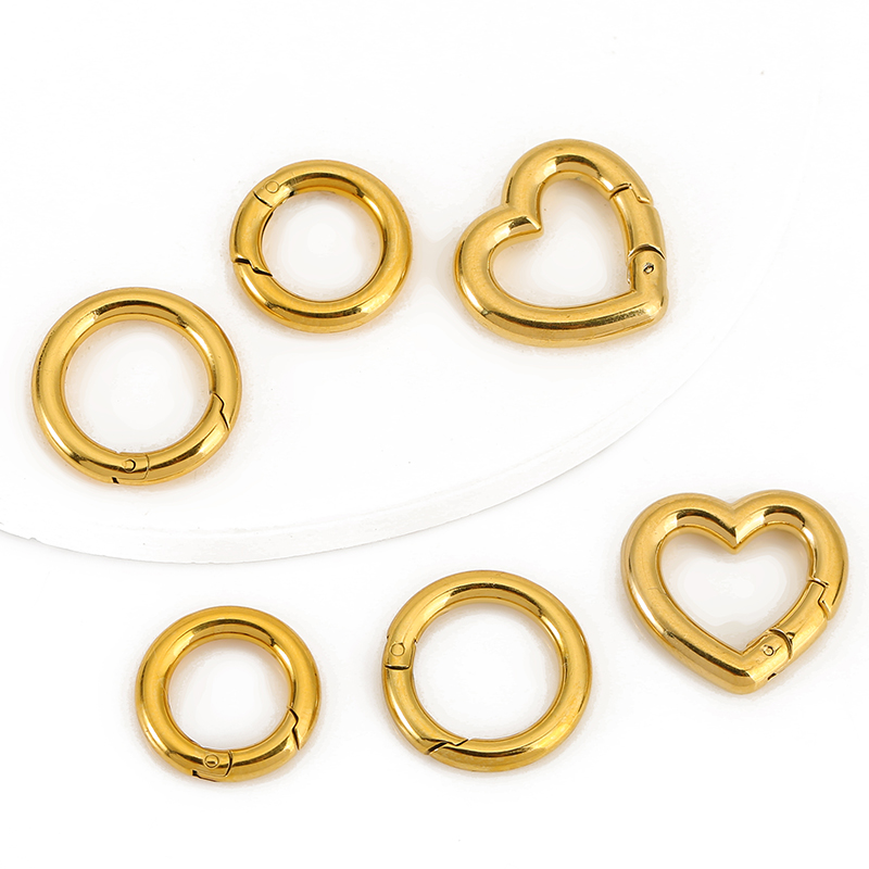 Jewelry Making Rings - 2pcs Stainless Steel Clasps Heart Round