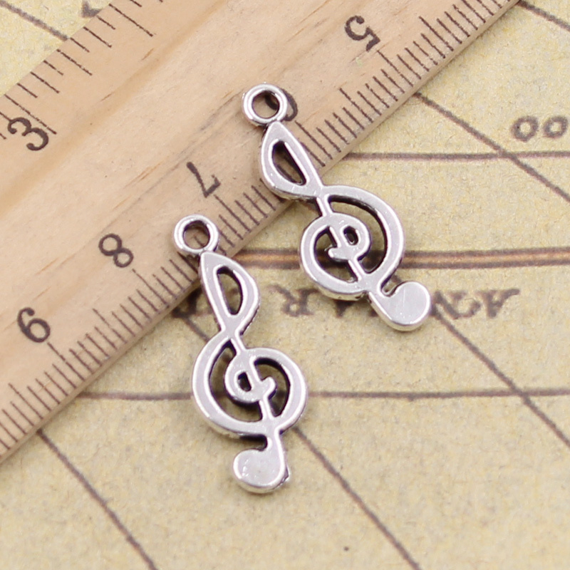 Jewelry Making Notes - 40pcs Charms Musical Note 26x10mm Tibetan
