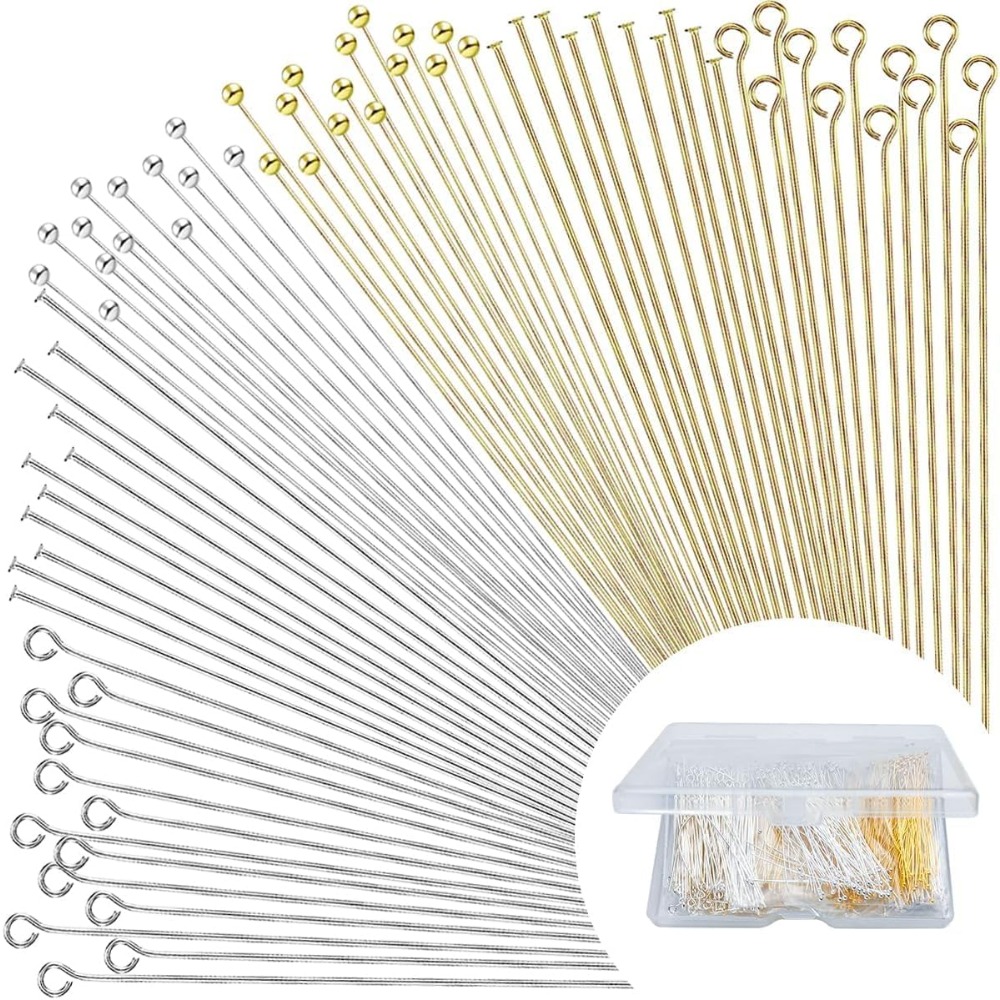 Jewelry Making Eye Pins - 600pcs Flat Head Eye Bead Pins