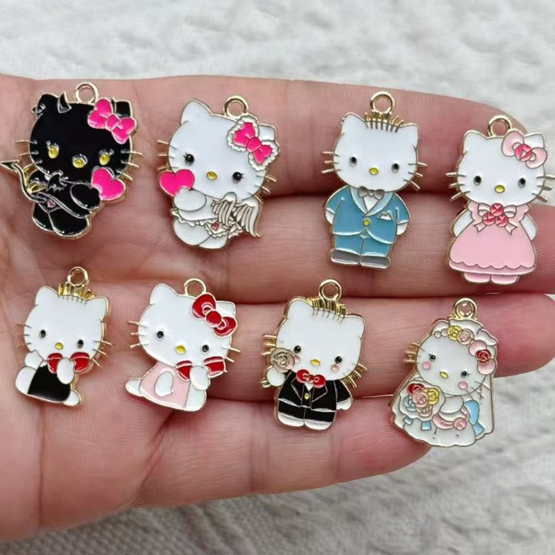 Jewelry Making For Couples - 10pcs Cartoon Enamel Couple Cat Charms