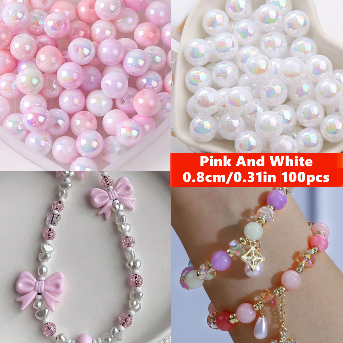 8mm 100pcs Pink Cute And Beaut - огляд і ціна Jewelry Making For Couples