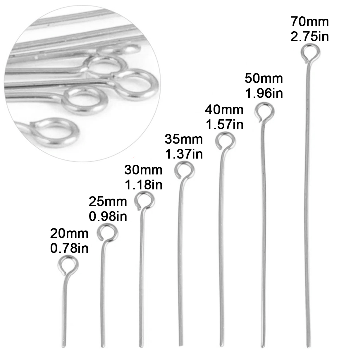 100Pcs/Lot Stainless Steel Eye - огляд і ціна Jewelry Making Eye Pins