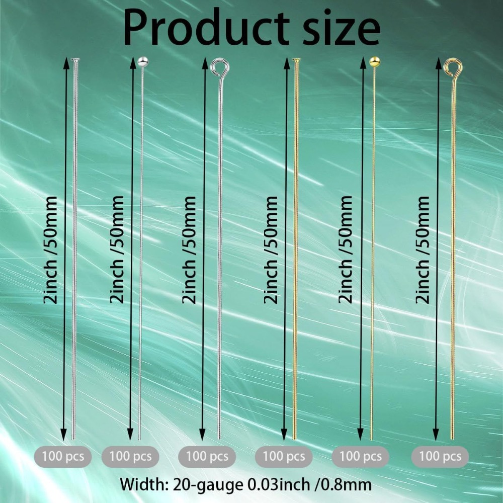 600pcs Flat Head Eye Bead Pins - огляд і ціна Jewelry Making Eye Pins